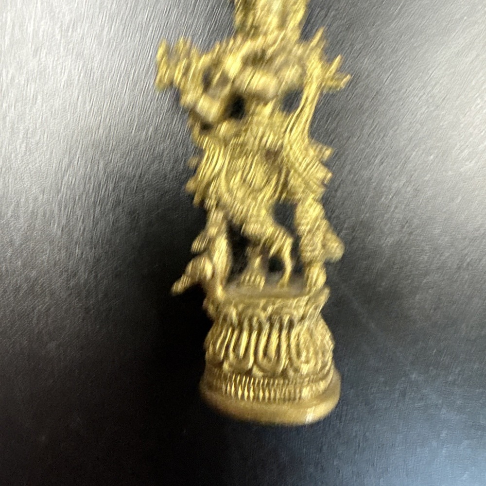 Hindu deity Krishna playing the flute with peacock, Brass Statue
